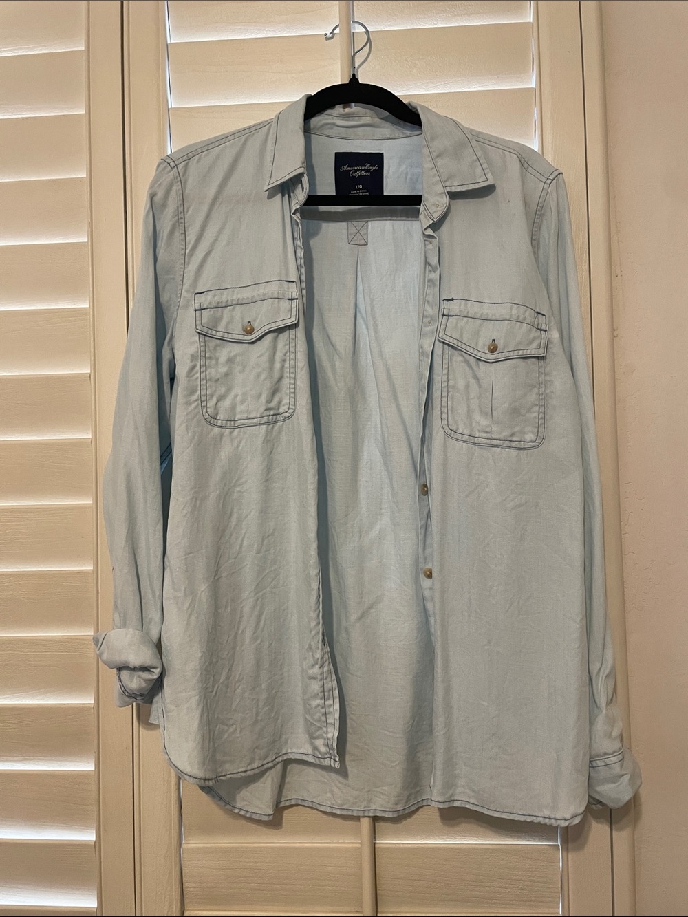 American Eagle Outfitters Pale Blue Lightweight Shirt Jacket